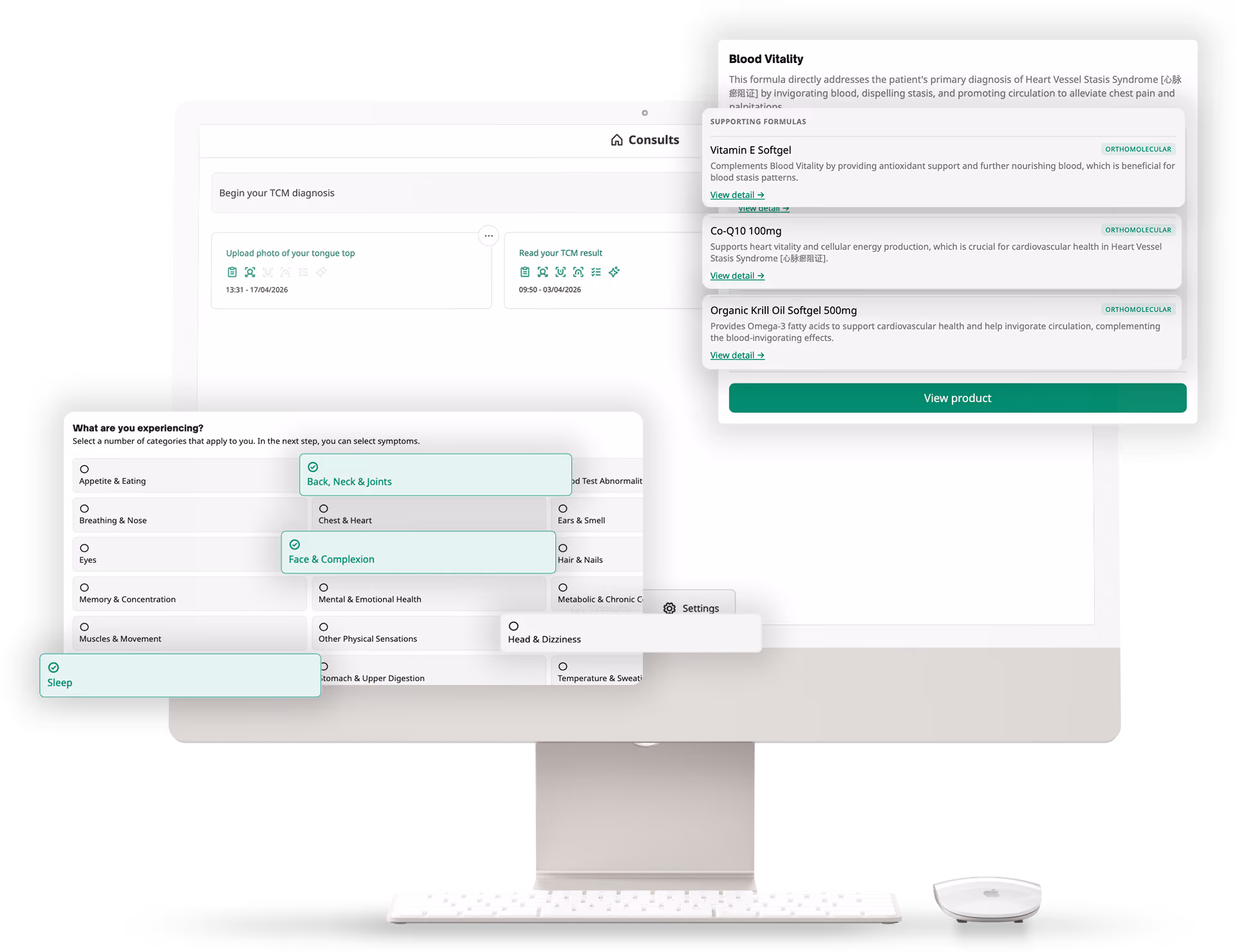 Noonla dashboard desktop mockup with feature overlays
