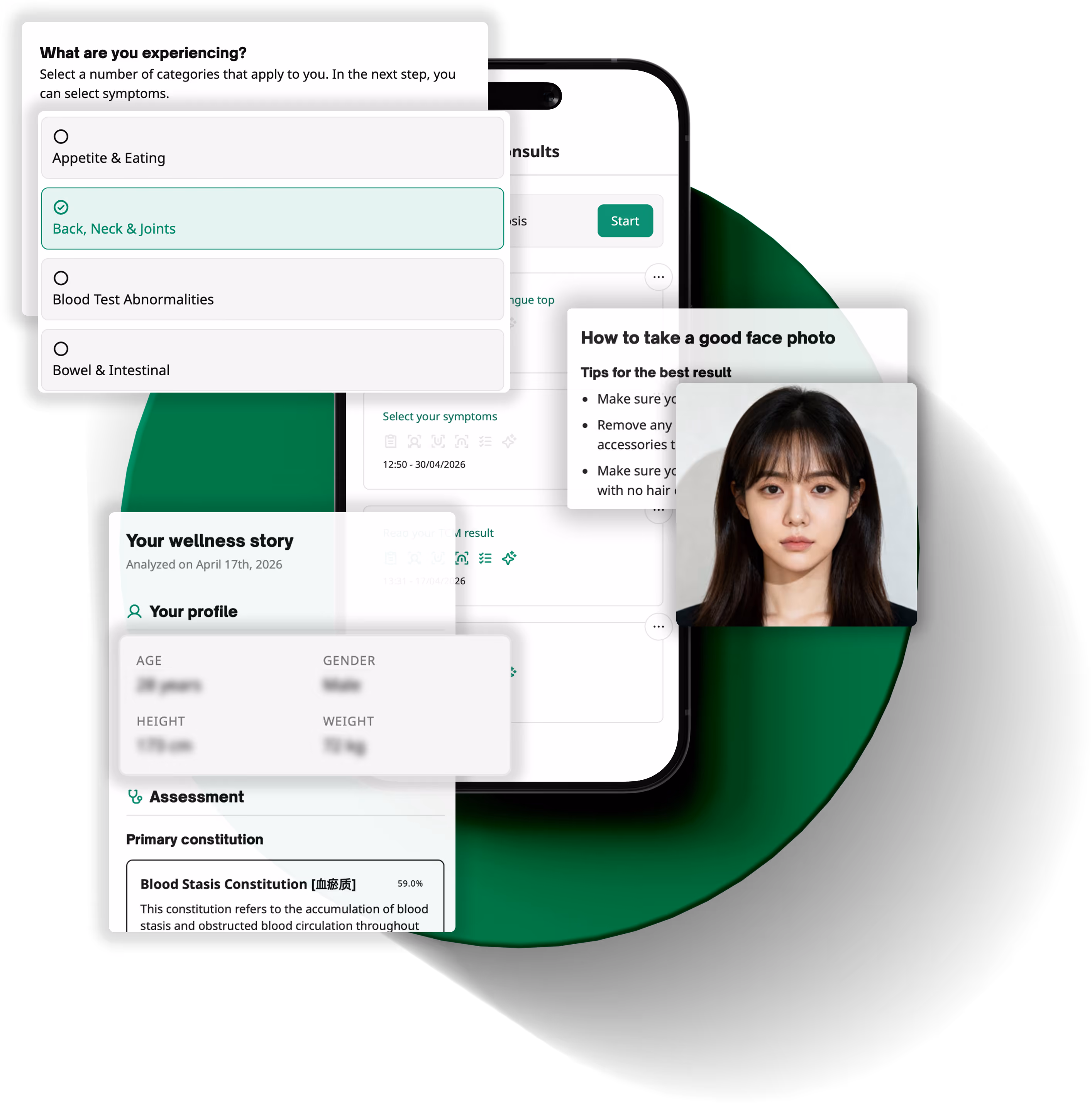 Noonla mobile mockup with feature overlays